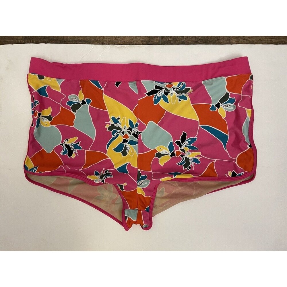 Swim By Cacique Size 24 Swim Shorts Pocket Pink‎ Red Yellow Swimsuit Slimming